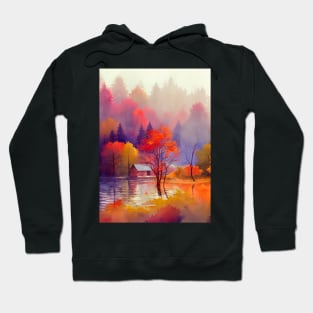 Colorful Autumn Landscape Watercolor 13 Hoodie